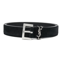 SAINT LAURENT Logo Plaque Buckled Belt