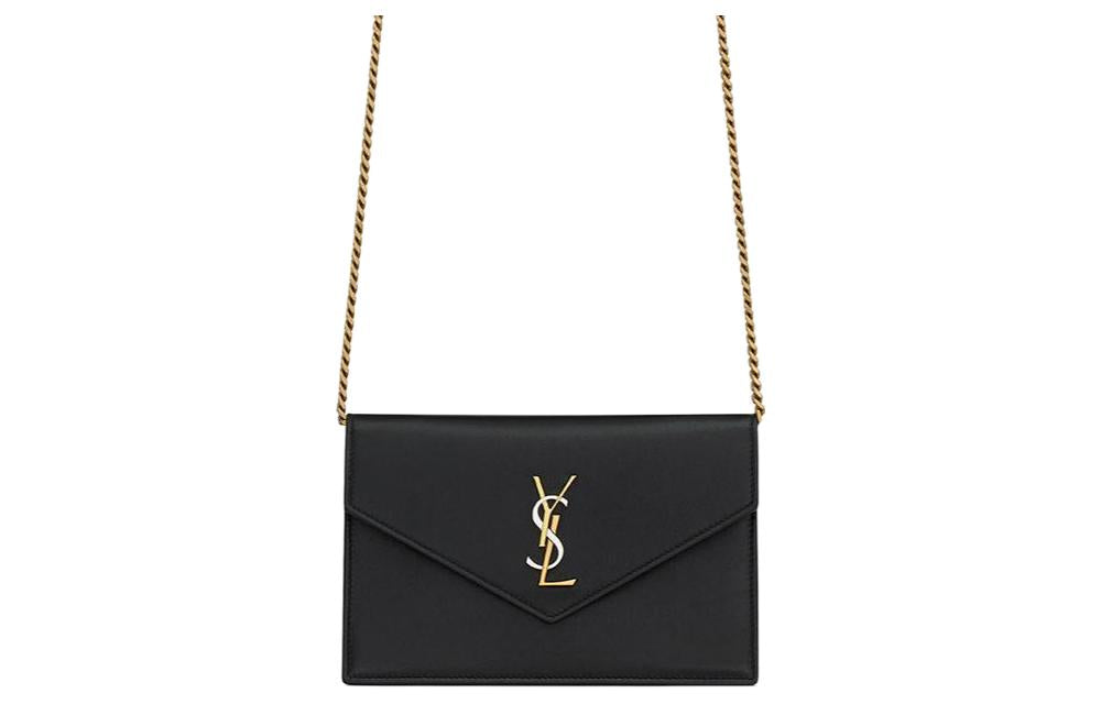 SAINT LAURENT Smooth Leather Envelope Bag, Wallet, Crossbody Bag, Shoulder Bag Women's Black