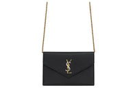 SAINT LAURENT Smooth Leather Envelope Bag, Wallet, Crossbody Bag, Shoulder Bag Women's Black