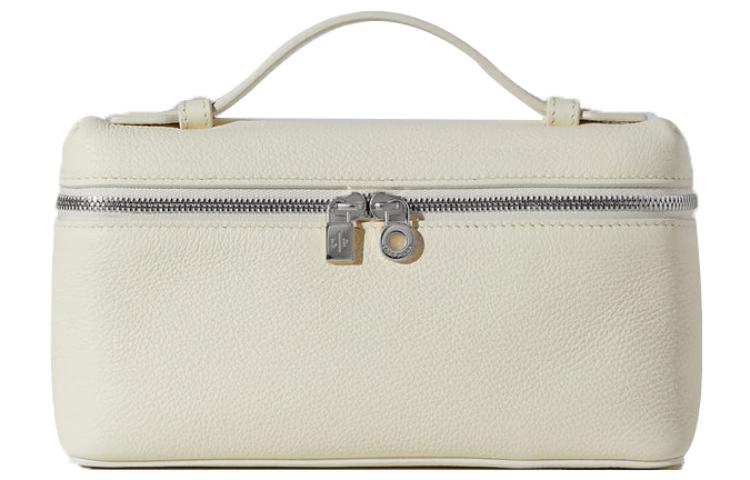 Loro Piana ExtraPocket Leather Makeup Bag Small Square Bag Handbag, Shoulder Bag Regular Women's Soft White