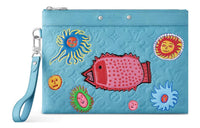 LOUIS VUITTON Yayoi Kusama Collaboration Pochette To-Go Leather Clutch Regular Men's Blue
