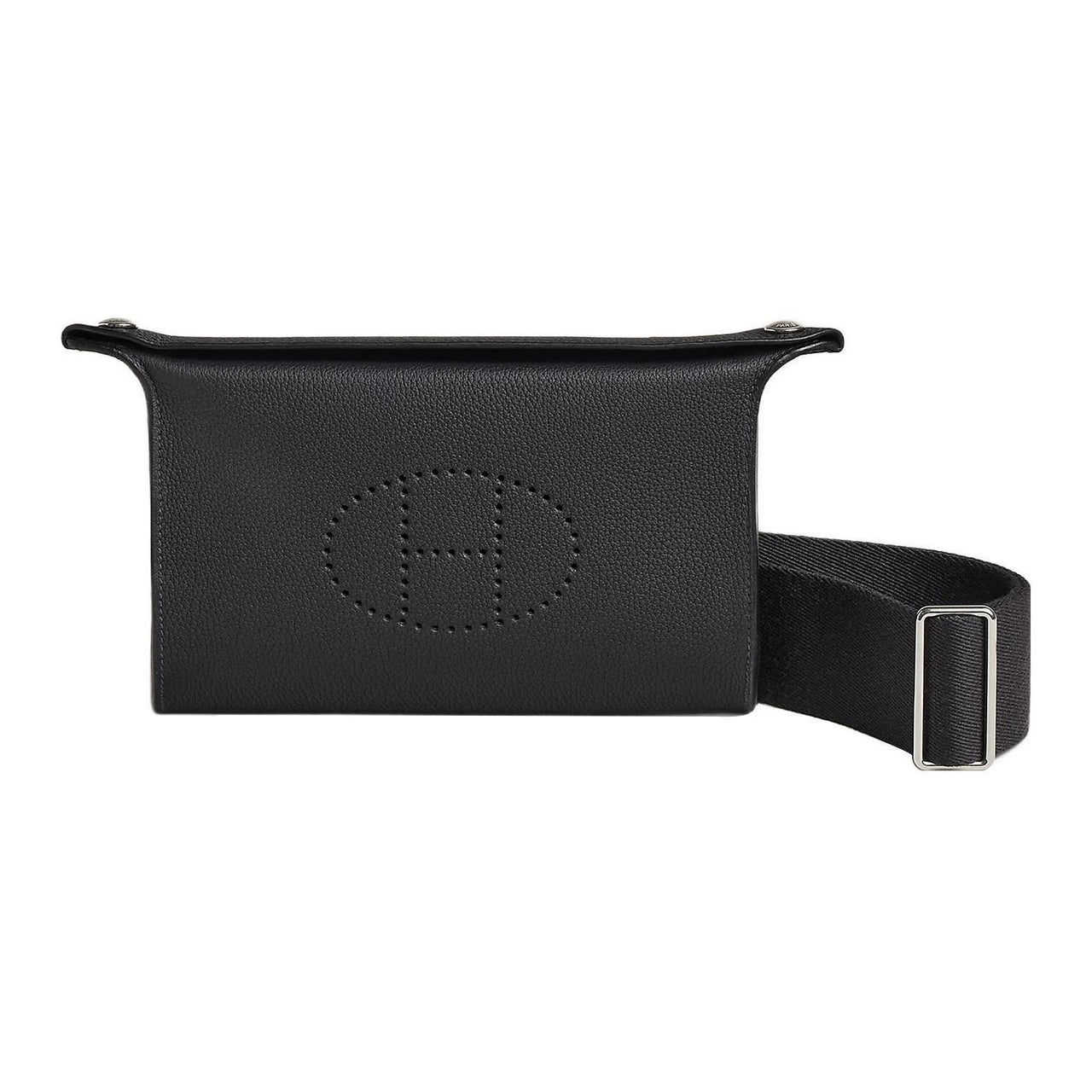 HERMES Videpoches Togo Calfskin Plate Bag Fanny Pack Shoulder Bag Crossbody Bag Men's Black