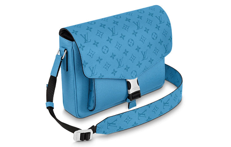LOUIS VUITTON Messengerama Canvas With Leather Messenger Bag, Flap Bag, Shoulder Bag, Crossbody Bag Men's Blue
