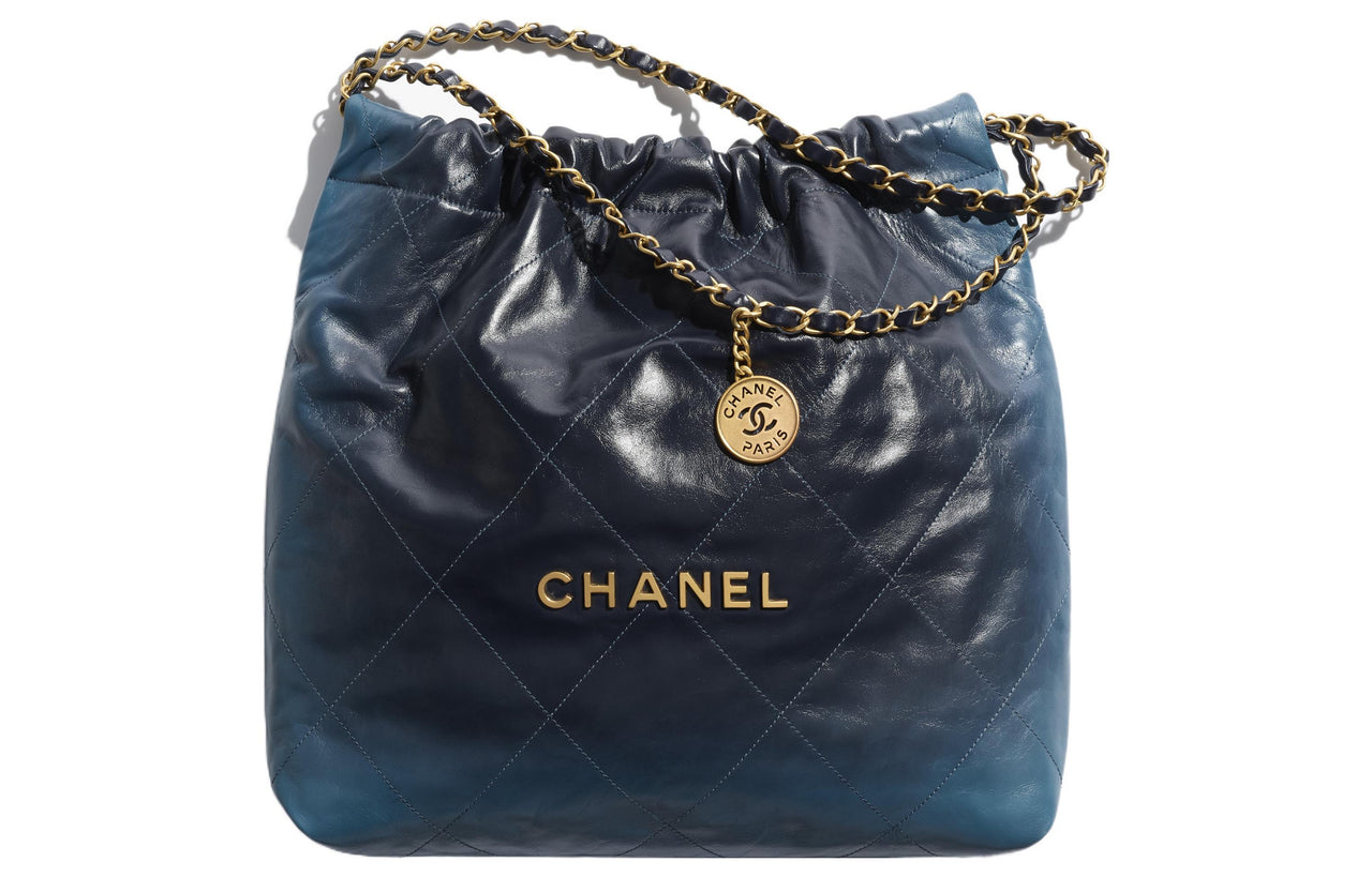 CHANEL 22Bag Shiny Calfskin Bucket Bags Shoulder Bag Crossbody Bag Mini Women's Gradient Blue