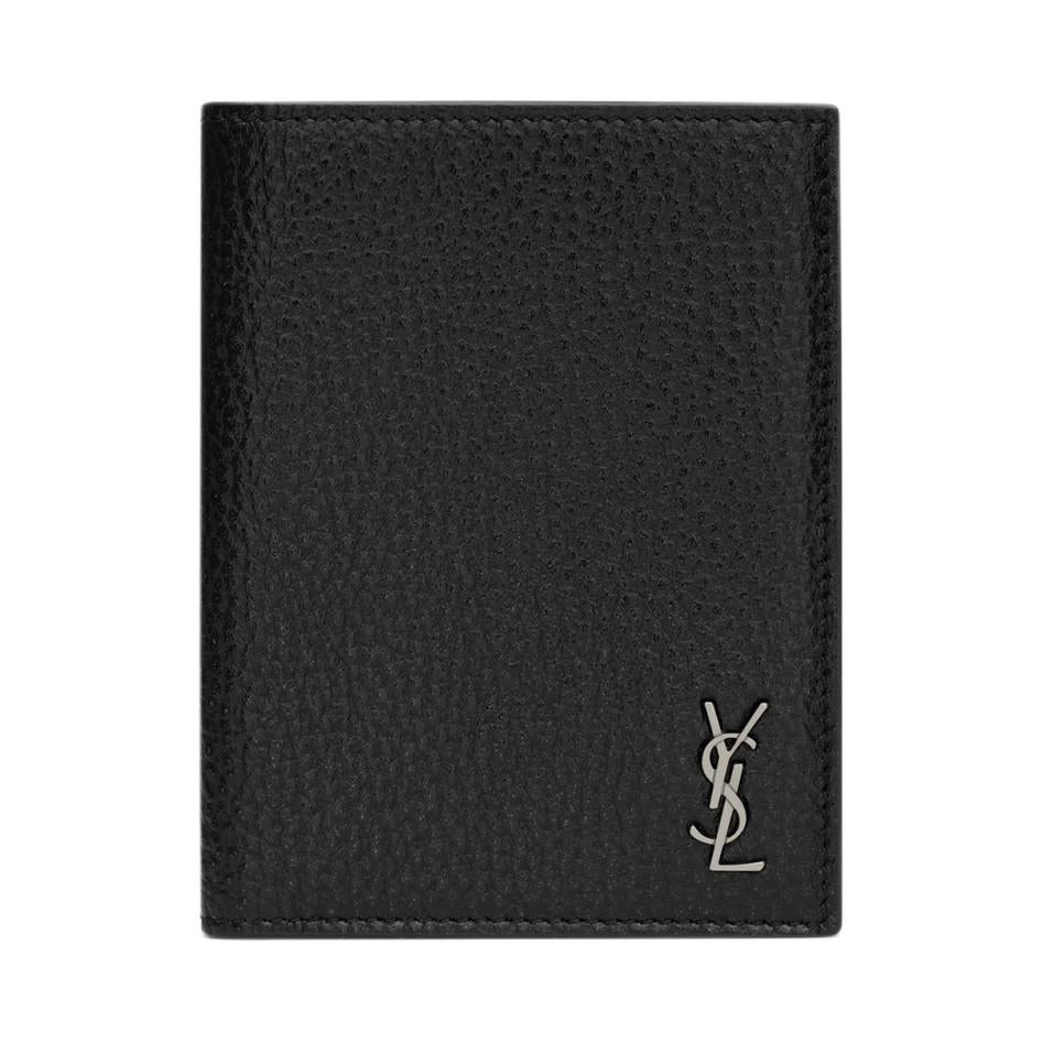 SAINT LAURENT CASSANDRE Cow Leather Passport Holder Women's Black