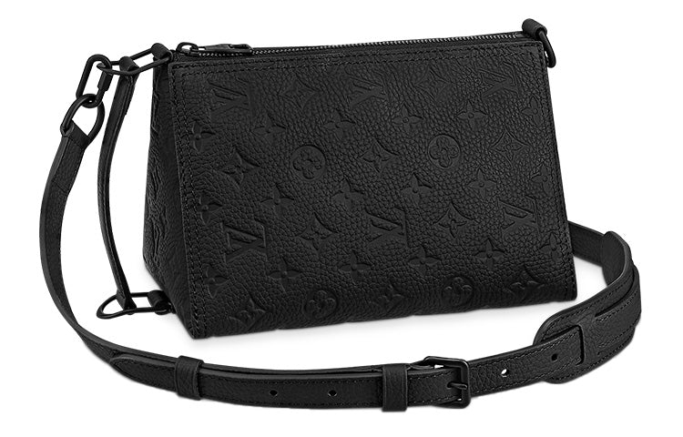 LOUIS VUITTON Triangle Little Bull Leather Messenger Bag Shoulder Bag Crossbody Bag Regular Men's Black
