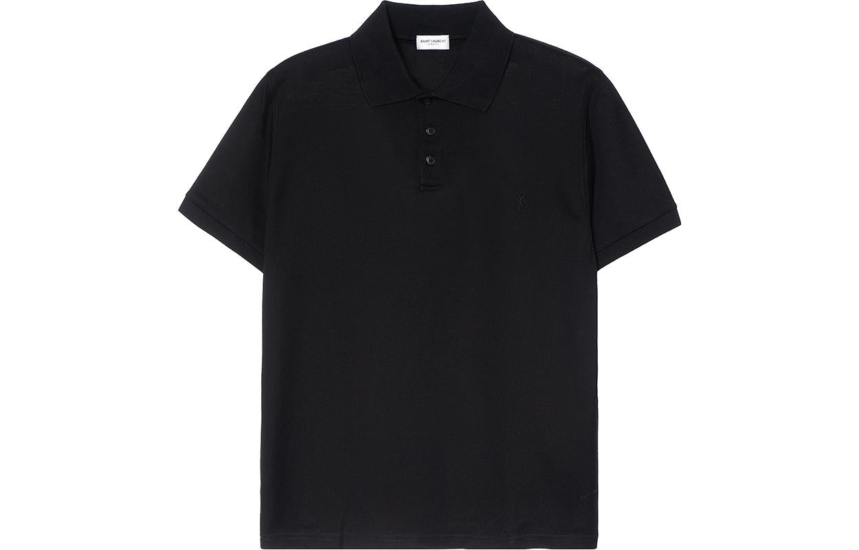 SAINT LAURENT Cassandre Cotton Pique Polo Shirt