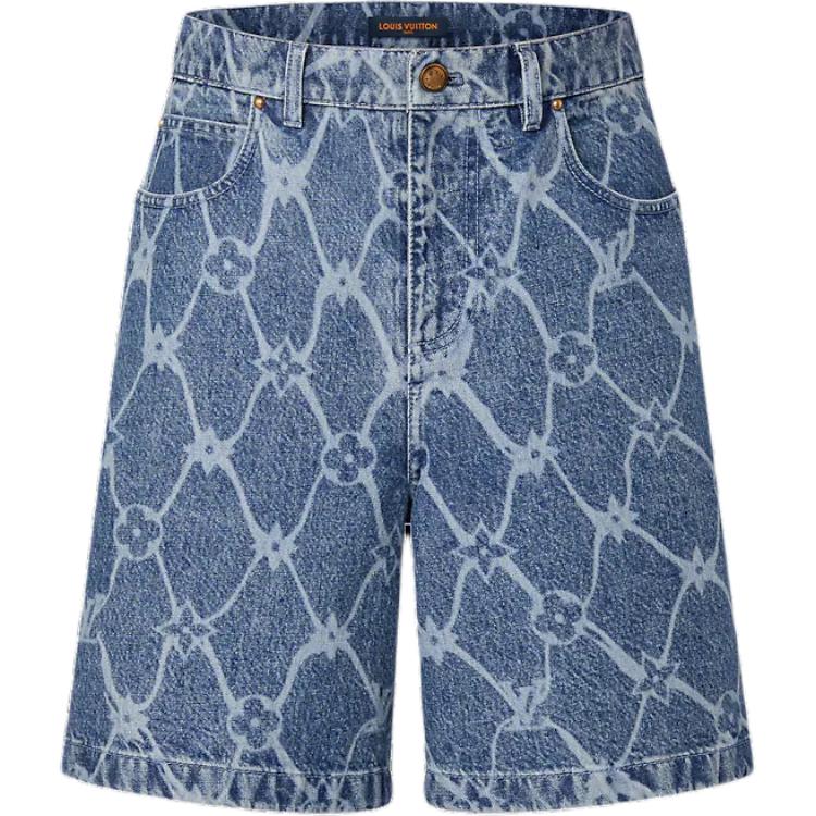 LOUIS VUITTON Monogram Printed Denim Shorts