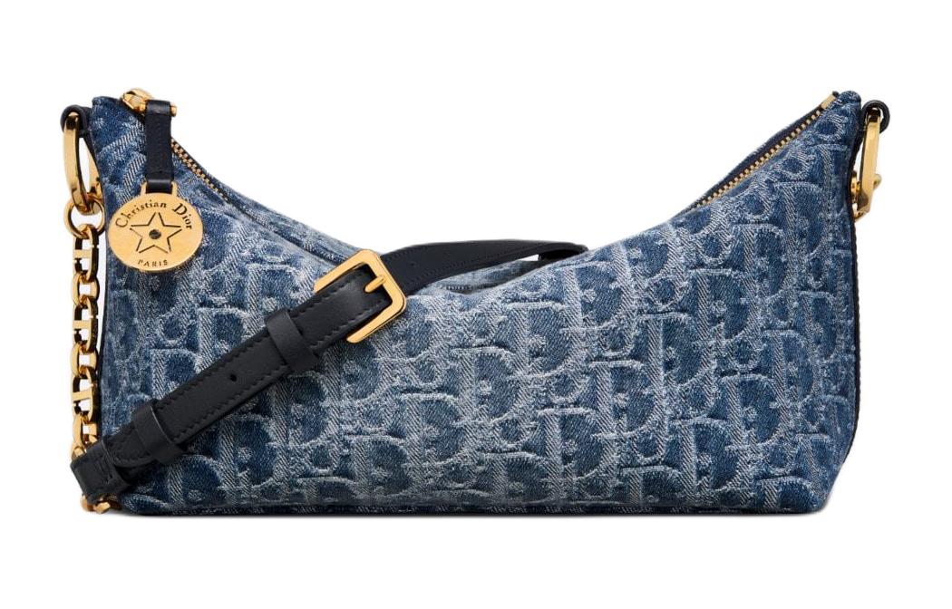 DIOR Jacquard Fabric Handbag, Shoulder Bag Women's Blue