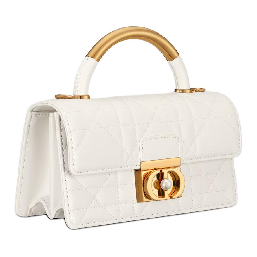 DIOR Cow Leather Shoulder Bag, Crossbody Bag, Handbag Mini Women's Milk White