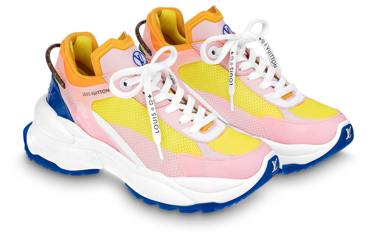 LOUIS VUITTON Run 55 Slip-Resistant Low-Top Sports Casual Shoes Women's Yellow Pink