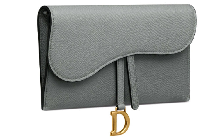 DIOR Saddle Grain Calfskin Saddle Bag, Wallet, Shoulder Bag, Clutch Women's Gray