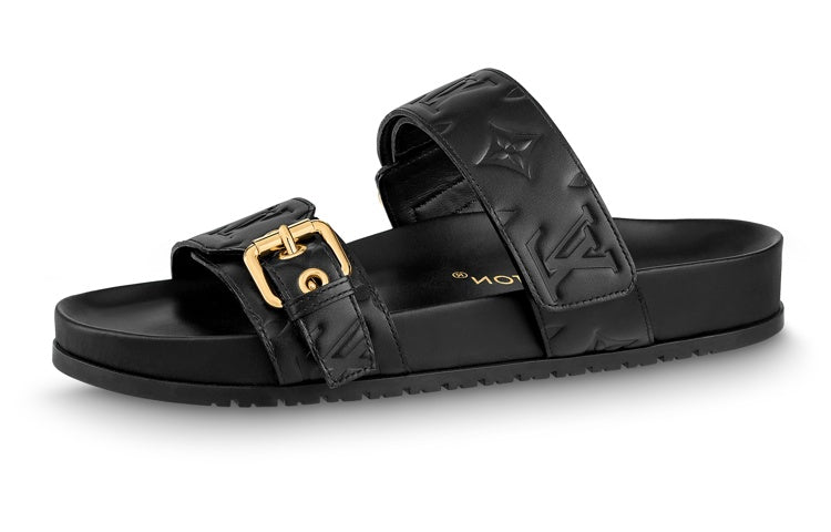 LOUIS VUITTON Bom Dia Other Slip-Resistant Slide Slippers Women's Black