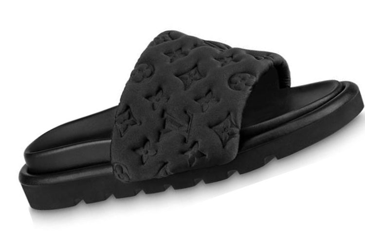 LOUIS VUITTON Slip Resistant Slide Slippers Women's Black