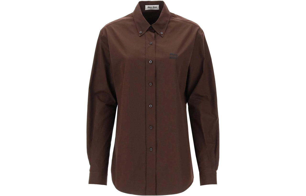 MIU MIU Logo embroidered Cotton Shirt