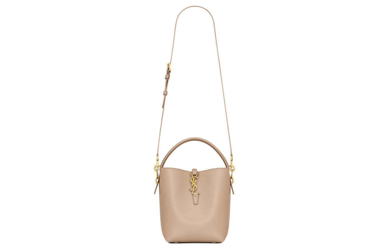 SAINT LAURENT Leather One Shoulder Handbags Small Size Women's Dark Beige