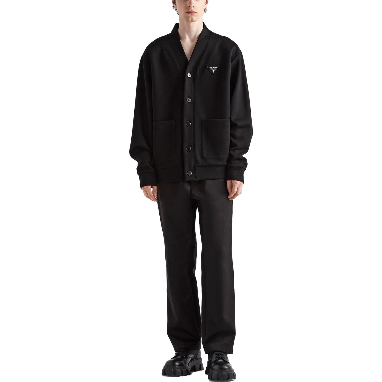 PRADA V-Neck Button-Up Sweashirt