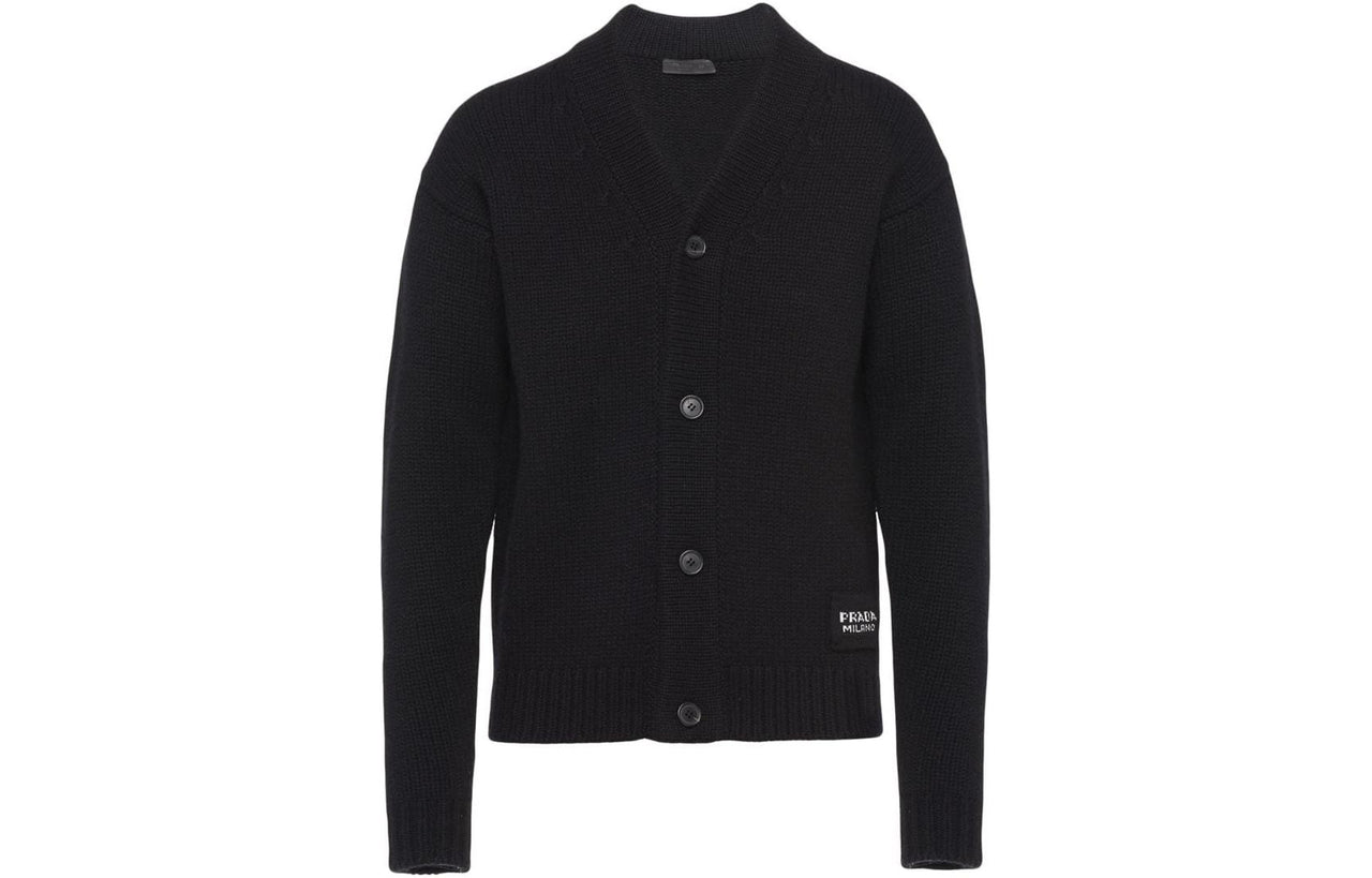 PRADA Logo Patch Knitted Cardigan
