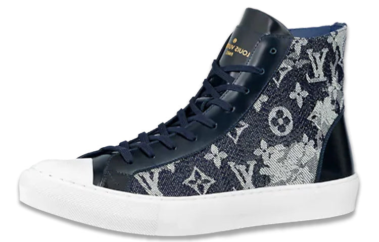 LOUIS VUITTON Tattoo Skateboard Shoes Men High-Top Dark Blue