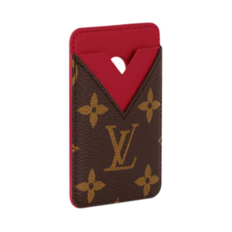 LOUIS VUITTON Coated Canvas Card Holder Unisex Silk Red