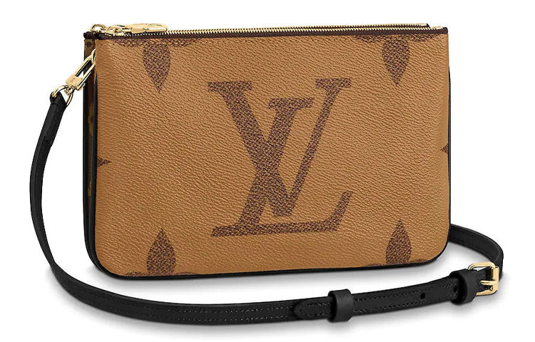 LOUIS VUITTON Pochette Double Zip Monogram Giant Reverse Brown