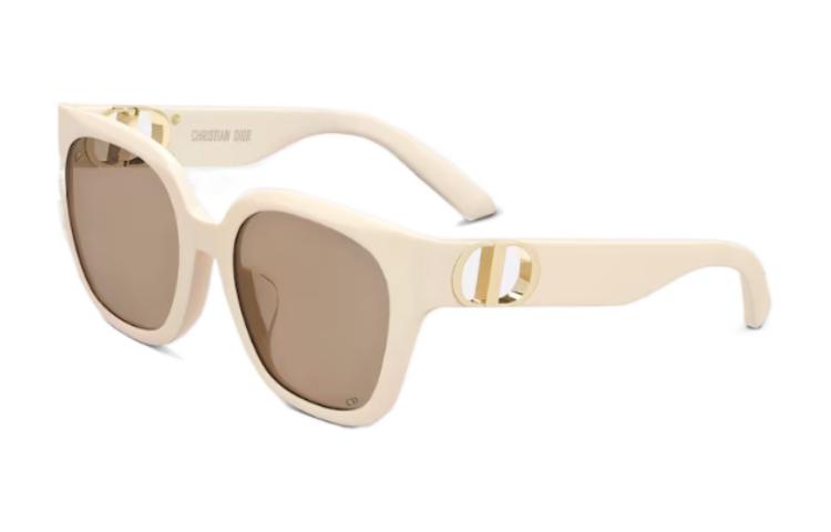 DIOR Acetate Irregular Shape Sunglasses Women's Ecru