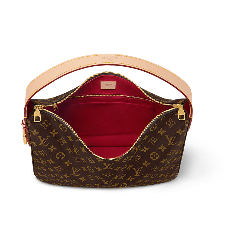 LOUIS VUITTON Coated Canvas Handbag Shoulder Bag Medium Size Women's Brown