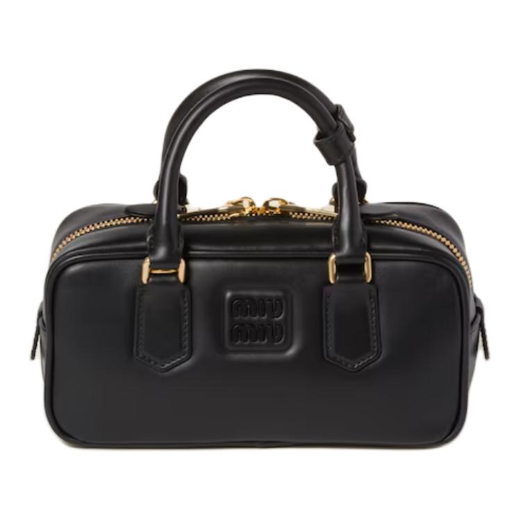 MIU MIU Arcadie Series Leather Handbag Women's Black