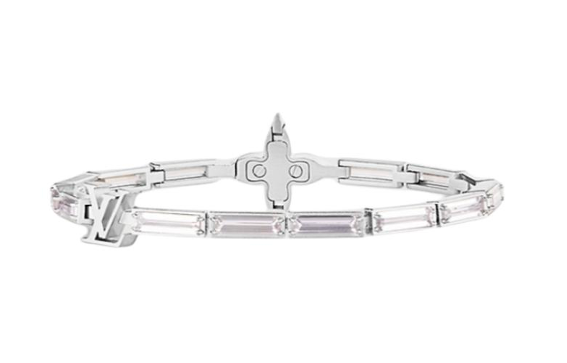 LOUIS VUITTON Zircon Metal Bracelets Men's Silver