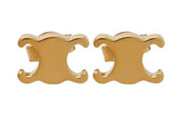 CELINE Brass Stud Earrings Women's Gold