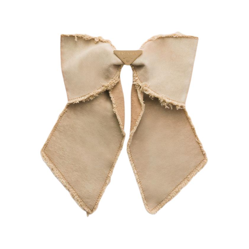 PRADA Canvas Hair Clips Women's Beige Yellow