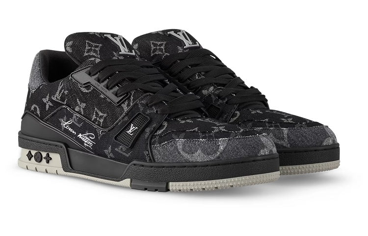 LOUIS VUITTON Trainer Low Top Skateboard Shoes Unisex Black