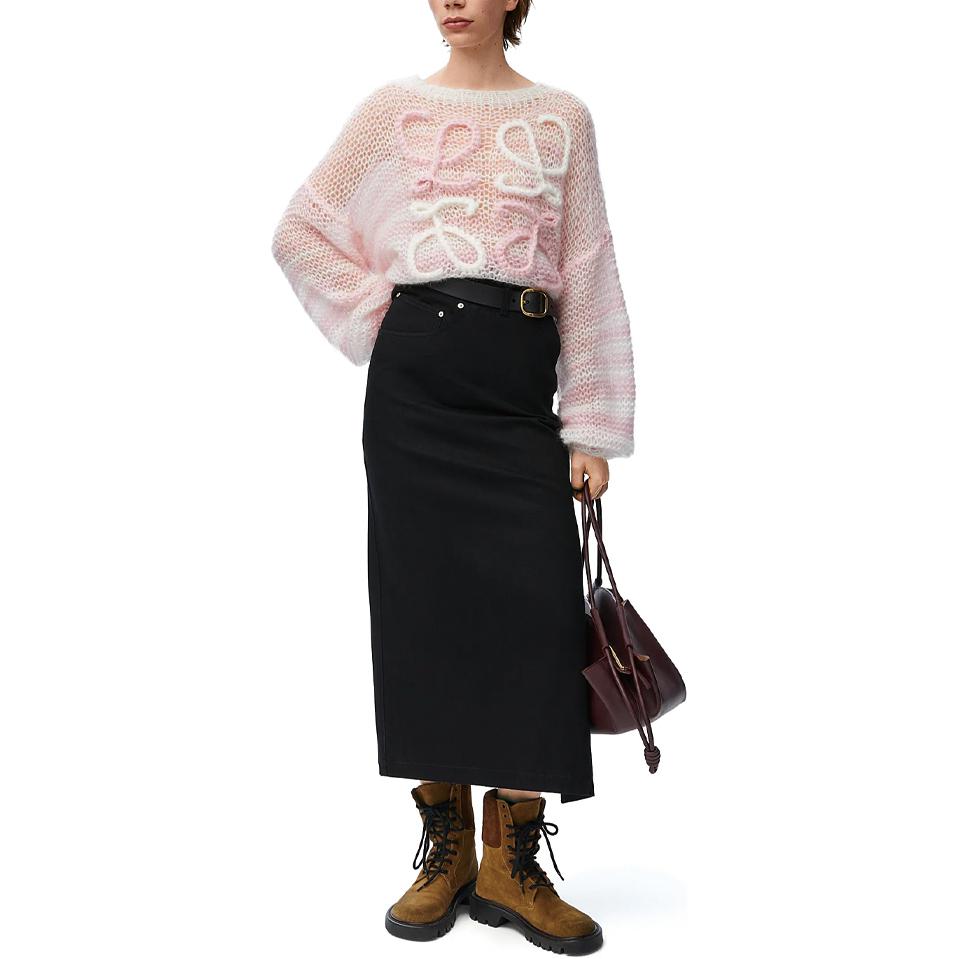 LOEWE Striped Anagram Sweater 'White/Pink'