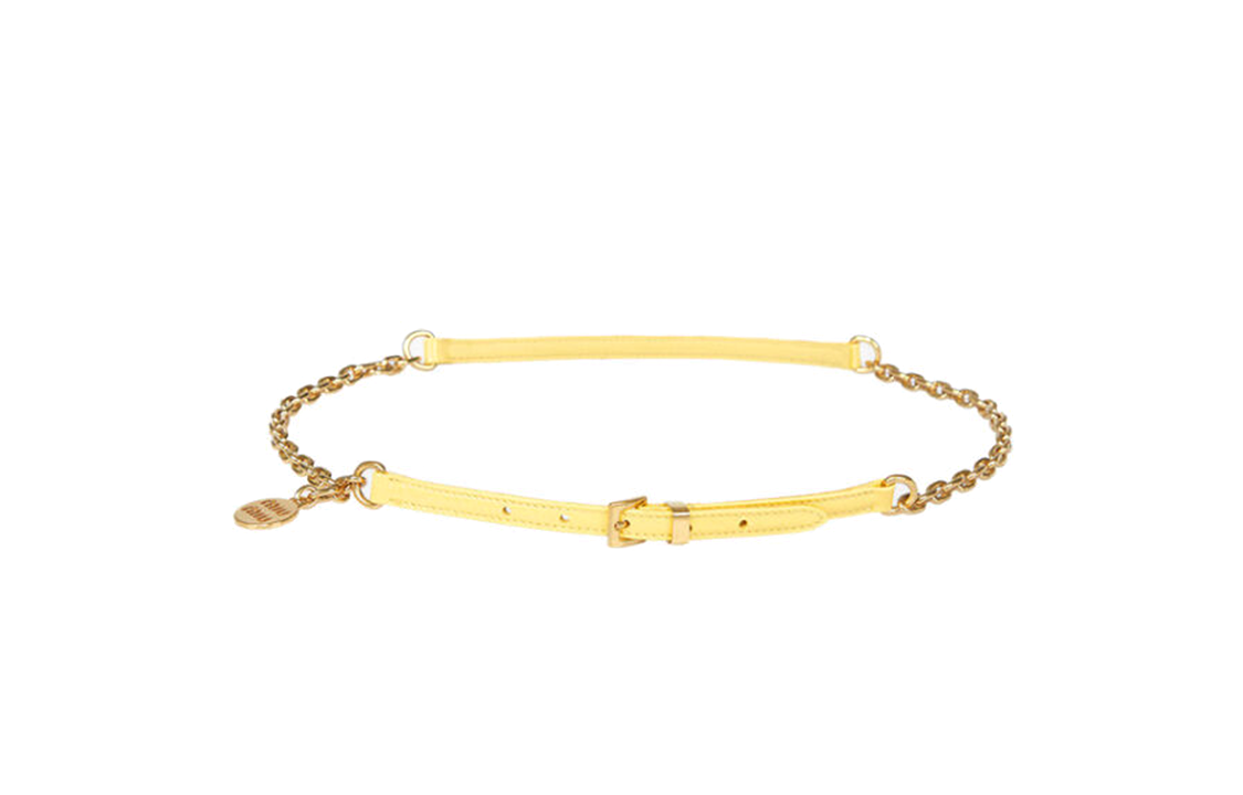 MIU MIU Leather Leather Belts Women's Yellow Width 1CM