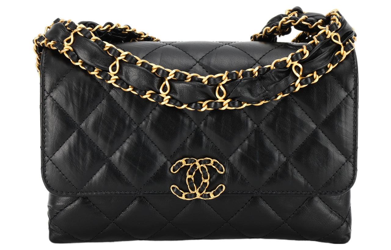 CHANEL Cow Leather Tofu Bag Handbag Shoulder Bag Women's Black