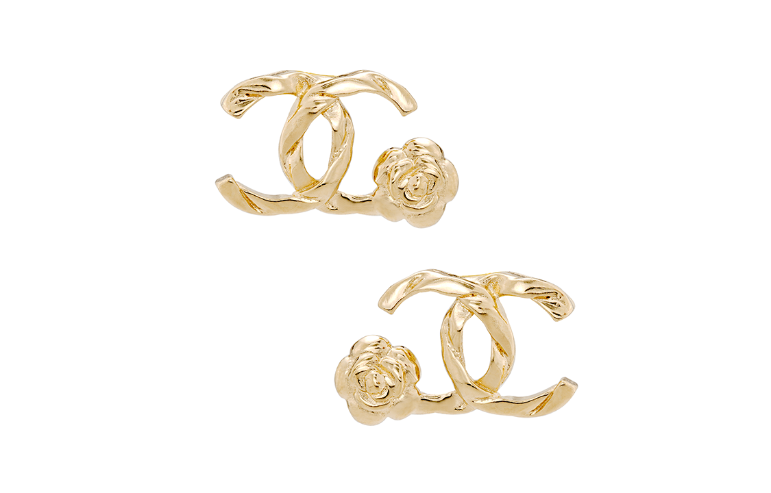 CHANEL Stud Earrings Women's Gold