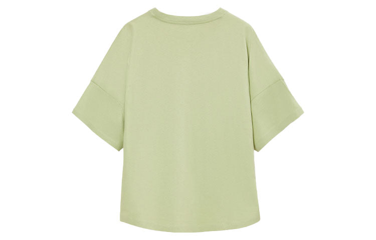 LOEWE Solid Color Crew Neck Pullover Short Sleeved T Shirt Women's Light Green