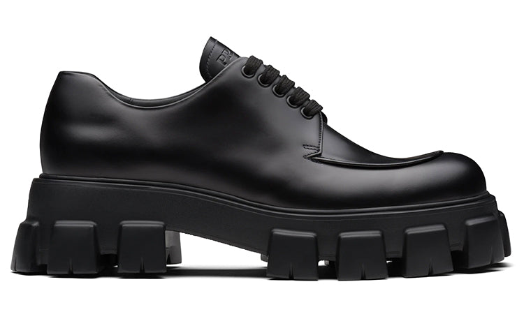 PRADA Monolith Brushed Leather Lace-up Shoes