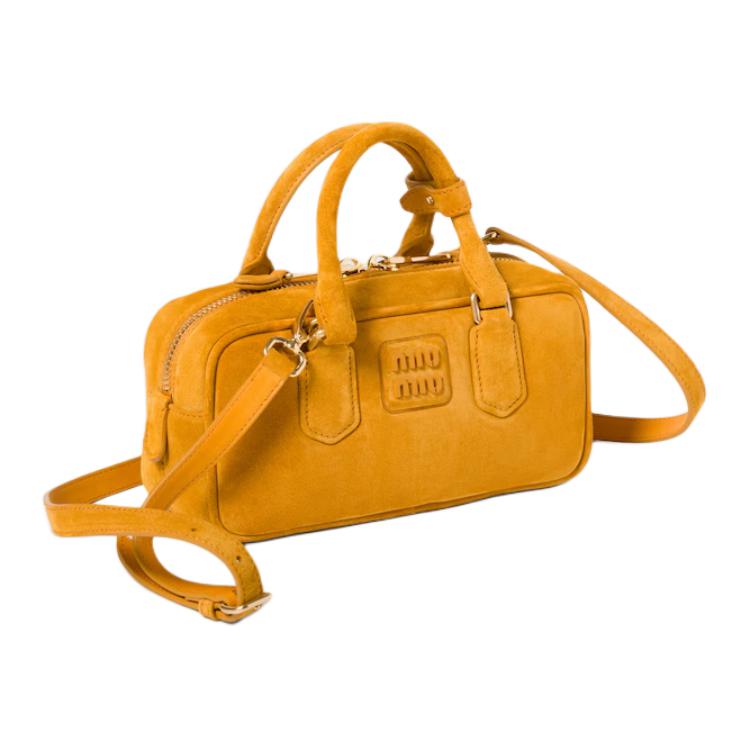 MIU MIU Arcadie Series Suede Shoulder Bag Crossbody Bag Handbag Women's Yellow