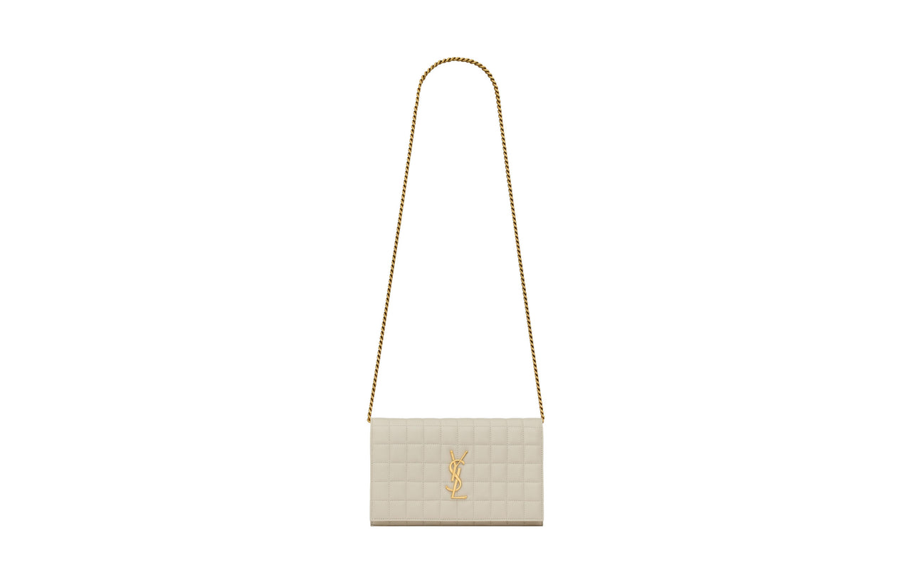 SAINT LAURENT Sheepskin Crossbody Bag, Shoulder Bag, Wallet Women's White