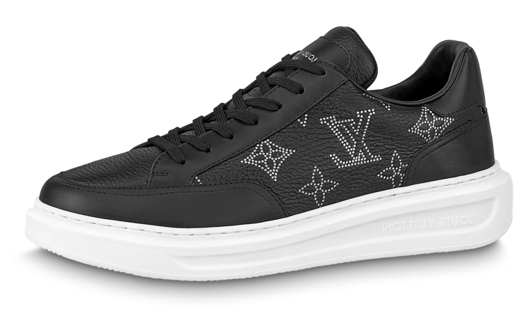 LOUIS VUITTON Beverly Hills Sneakers 'Black With White Outline Monogram'