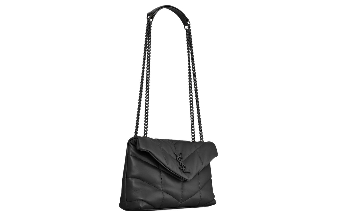 SAINT LAURENT PUFFER Sheepskin Portable Crossbody Bag, Shoulder Bag Women's Black