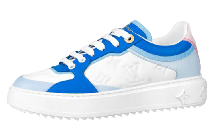 LOUIS VUITTON Time Out Stylish Skateboarding Shoes Women's White Blue
