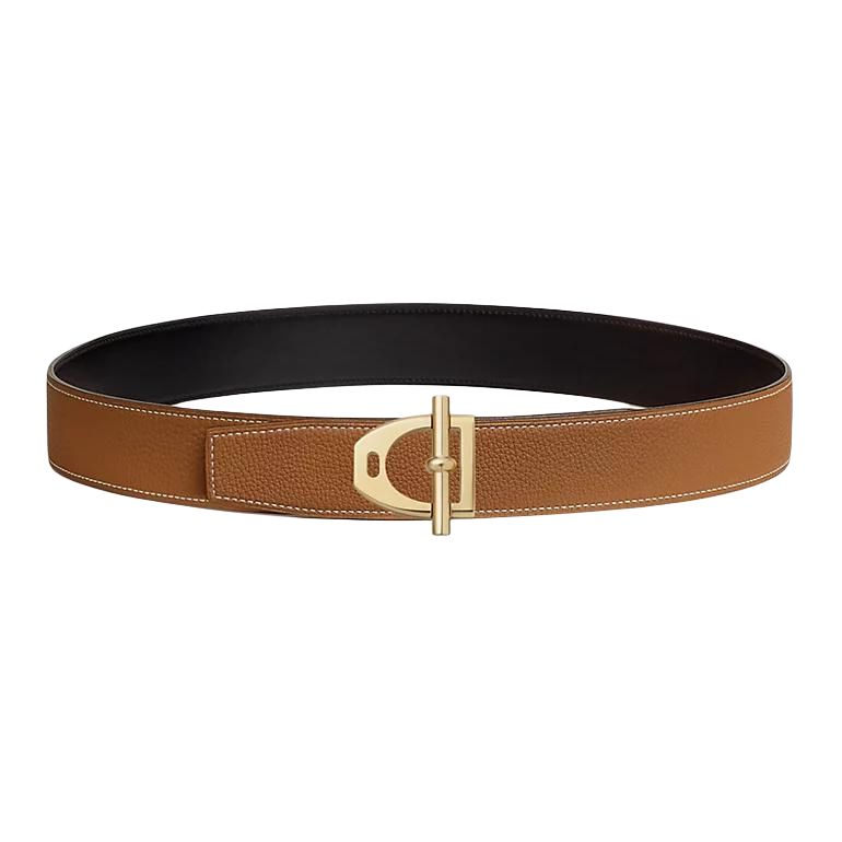 HERMES Leather Belts Men's Brown Width 3.8CM