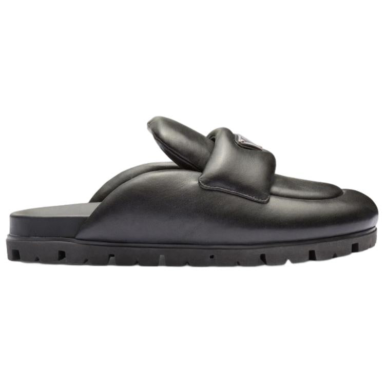 PRADA Soft Padded 20mm Sabots Black Nappa Leather Women's