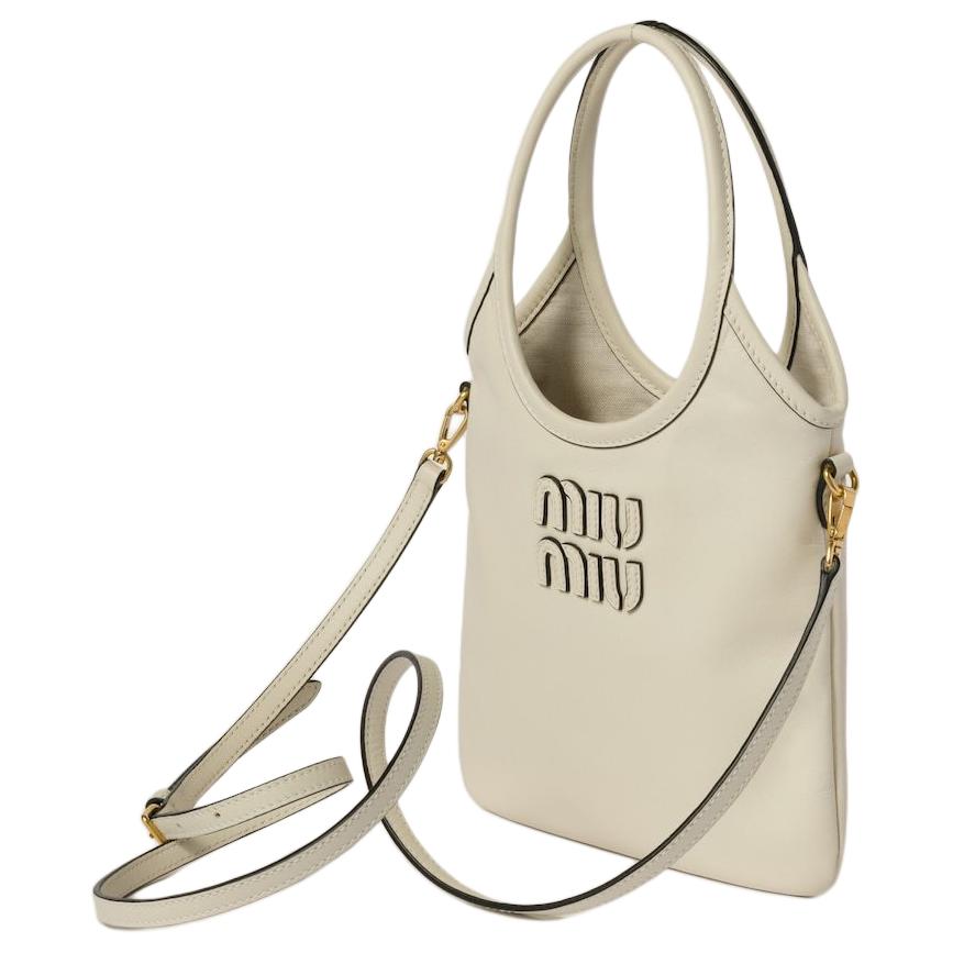 MIU MIU Leather Shoulder Bag, Crossbody Bag, Handbag Women's Chalk White