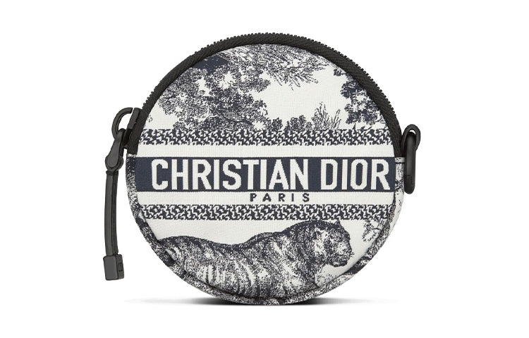 DIOR DiorTravel Jouy Print Technical Fabric Coin Purse Women's White