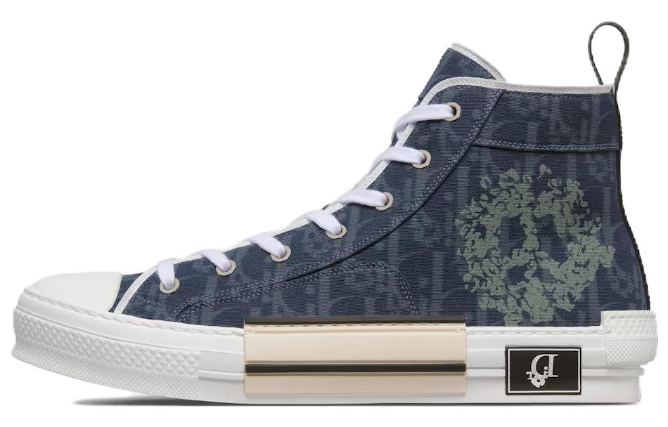 DIOR Sneaker B23 High Top Sneaker Blue Oblique And Peace Sign DIOR Tears Denim