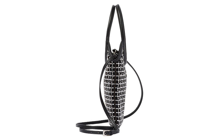 MIU MIU Satin With Textile Handbag Women's Black