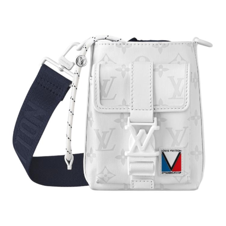 LOUIS VUITTON Copa America Collaboration Leather Trim Shoulder Bag Crossbody Bag Men's White